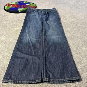 NAVY Y2K AMERICAN RAG JEANS WITH CRAZY BACK POCKETS